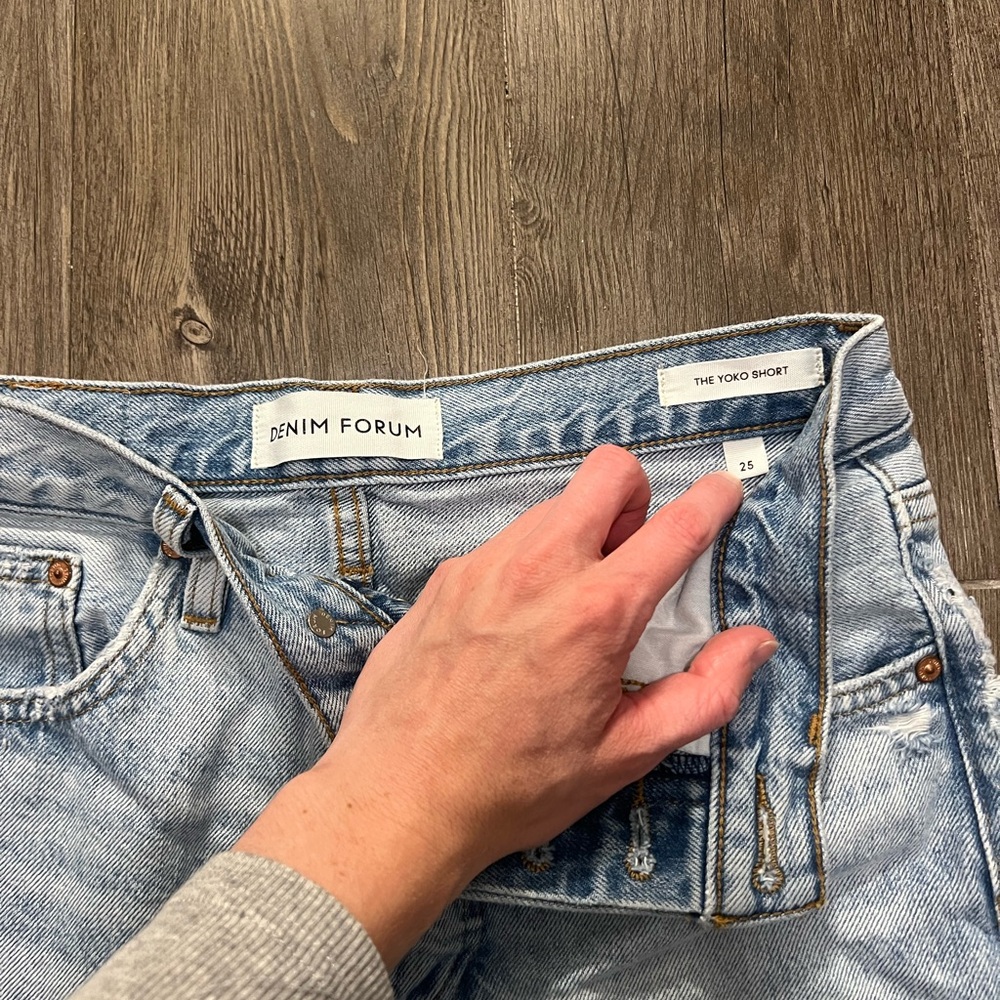 Aritzia/ Denim Forum Light Blue Jean Shorts - Picture 3 of 4